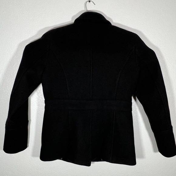 J Crew Majesty Peacoat Black Wool Blend Stadium Cloth Nello Gori Size 6 - Picture 3 of 4